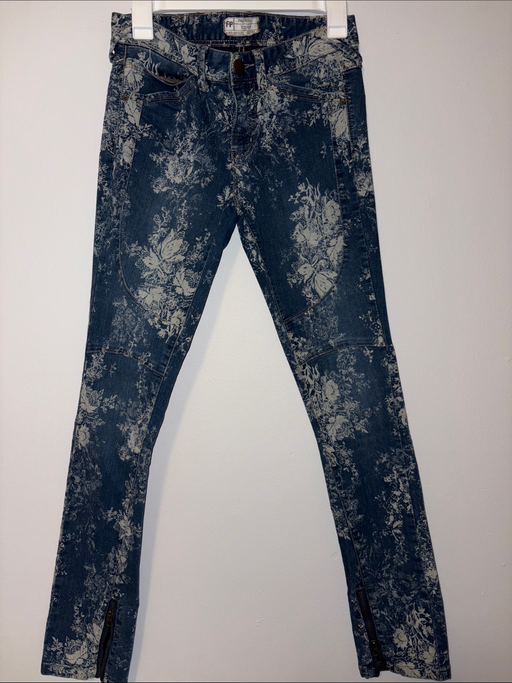 Free People Blue Floral Skinny Jeans